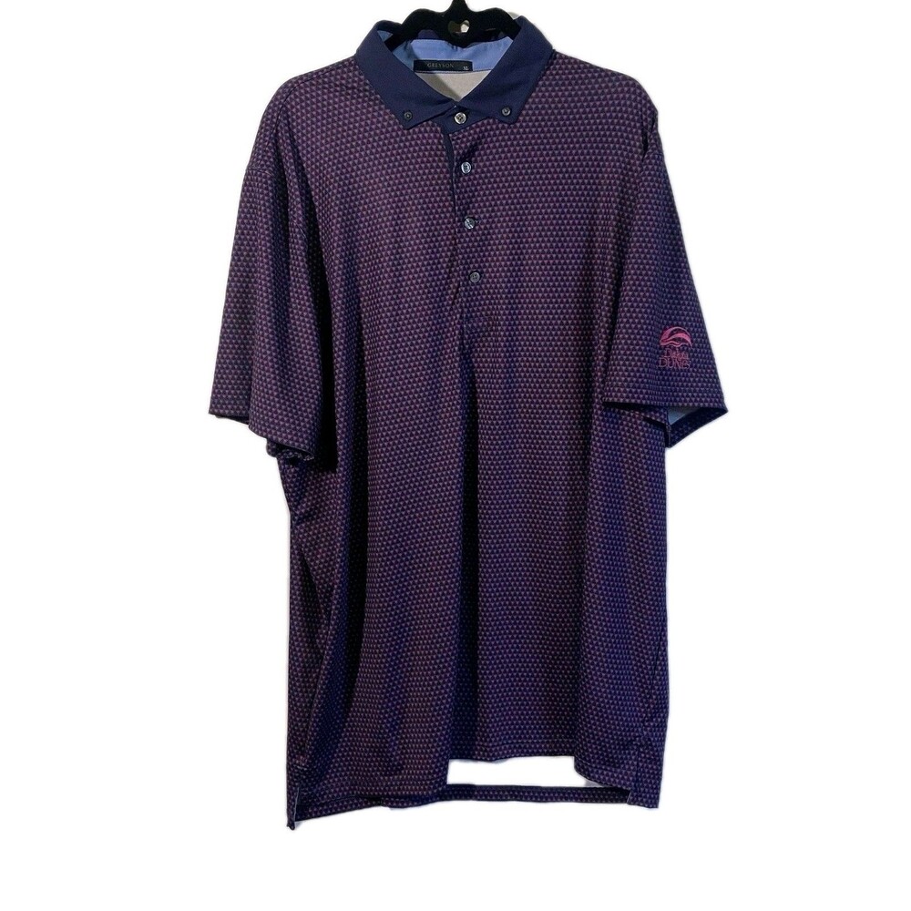 Greyson Golf Shirt Polo Mens XL Performance Stretch All Over Print Button Down *